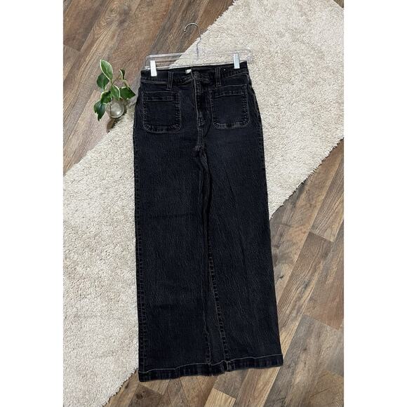 Madewell Denim - Madewell Size 26 Black High Rise Cropped Edgy Retro Emmett Wide Leg Jeans
